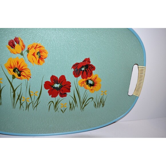 Vtg 1960's MCM Oval Serving Tray Made In Japan by Norleans with Flowers - Picture 4 of 7